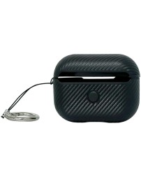 Силиконовый чехол для AirPods Pro 2 c карабином под карбон чёрный