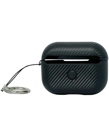  Силиконовый чехол для AirPods Pro 2 c карабином под карбон чёрный