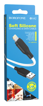  Usb Кабель-зарядка Lightning Borofone BX42 Encore silicone 2.4A 1м силиконовый белый