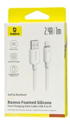 Usb Кабель-зарядка Lightning Baseus Foamed Silicone 2.4A 1м (E0426901) белый