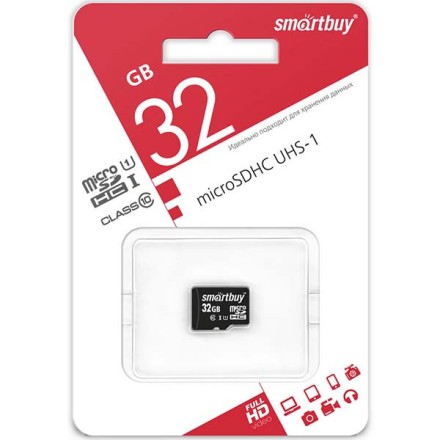  micro SDHC карта памяти Smartbuy 32GB Class 10 UHS-I (без адаптера)