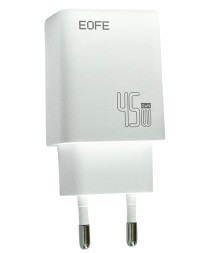 Сетевое зарядное устройство EOFE E406 1C/1USB 45W белое