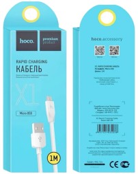 Usb Кабель-зарядка Micro Hoco X1 Rapid 2.4A 1м силиконовый белый