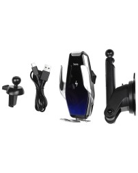 Держатель c беспроводной зарядкой на торпеду/воздуховод Hoco S14 15W серебристый