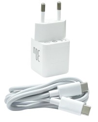 Сетевое зар. устр. Baseus Palm Fast Charger 1USB/1C 30W кабель T-C на T-C (P1011160A213-01) белое
