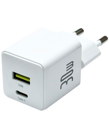  Сетевое зар. устр. Baseus Palm Fast Charger 1USB/1C 30W кабель T-C на T-C (P1011160A213-01) белое