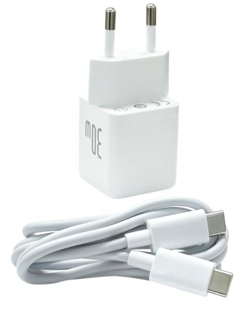  Сетевое зар. устр. Baseus Palm Fast Charger 1USB/1C 30W кабель T-C на T-C (P1011160A213-01) белое