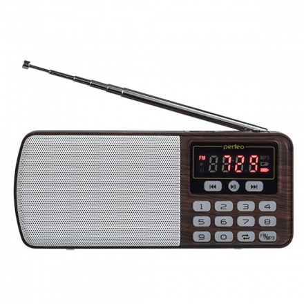 Портативный радиоприемник Perfeo Егерь 3Вт/FM/AUX/USB/MicroSD/1000mAh (PF_A4463) коричневый