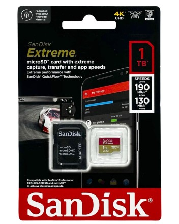 micro SDXC карта памяти SanDisk 1TB Extreme Pro UHS-II (190 Mb/s) SDSQXAV-1T00-GN6MA + SD адаптер