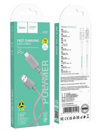  Usb Кабель-зарядка Micro Hoco X107 1м 2.4A серый
