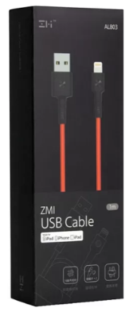  Usb Кабель-зарядка ZMI Apple Lightning MFi AL803/AL805 100 cm красный