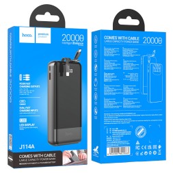 Powerbank Hoco J114A 20000mAh 1USB/1USB-C с проводом Type-C/Lightning/Micro черный