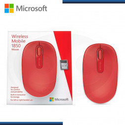 Мышь беспроводная Microsoft 1850 USB/DPI 1000/3 кнопки/1AA красная
