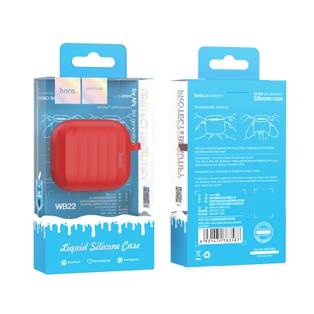  Силиконовый чехол для AirPods 2 Hoco WB22 красный