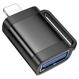 Переходник Hoco UA31A Lightning (папа) на USB (мама) черный