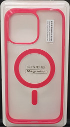 Накладка для iPhone 14 Pro Max 6.7&quot; Magsafe силикон прозрачный бока красная