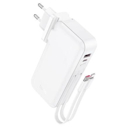  Powerbank Hoco J126 10000mAh 1USB/1C с шнуром Type-C/Lightning белый