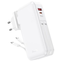 Powerbank Hoco J126 10000mAh 1USB/1C с шнуром Type-C/Lightning белый