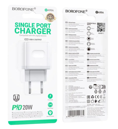  Сетевое зар. устр. Borofone BA99A 1C 20W белое