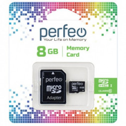 micro SDHC карта памяти Perfeo 8GB High-Capacity (Class 10) w/o Adapter
