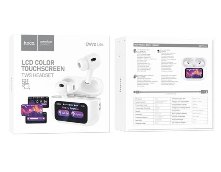  Беспроводные наушники Hoco EW72 Lite в кейсе с сенсорным экраном белые