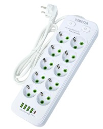 Сетевой фильтр Yemstza 2500W-10A(Max) 10 розеток+4USB+1USB-C 2м. белый