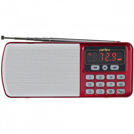 Портативный радиоприемник Perfeo Егерь 3Вт/FM/AUX/USB/MicroSD/1000mAh (PF_5026) красный