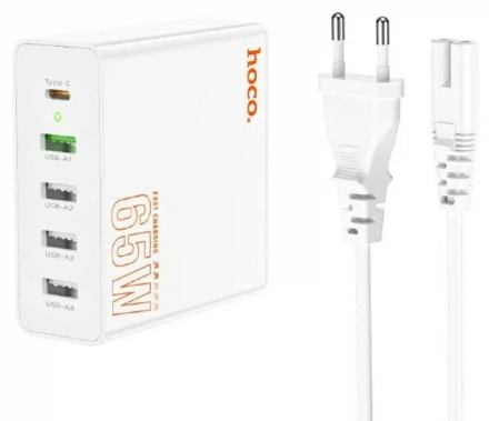 Сетевое зар. устр. Hoco C114A 4USB/1C 65W белое
