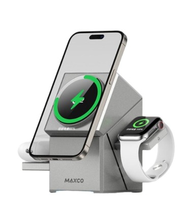  Беспроводное зарядное устройство 3в1 Maxco Geometry MW11 15W серое