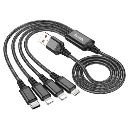  Usb Кабель-зарядка Hoco X76 4в1 Micro/ 2 Lightning/Type-C 1м черный