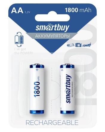  Аккумулятор NiMh Smartbuy AA/2BL 1800 mAh (24/240) (SBBR-2A02BL1800)