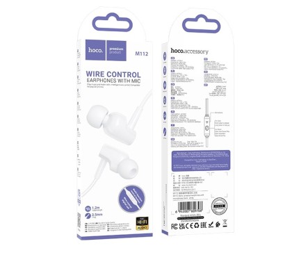  Наушники внутриканальные Hoco M112 1.2 м белые