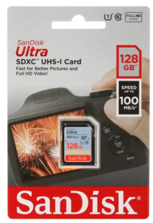  SDXC карта памяти SanDisk 128GB Class10 Ultra UHS-I 100MB/s (SDSDUNR-128G-GN3IN)