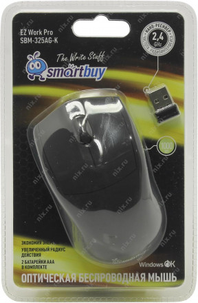 Мышь беспроводная Smartbuy 325AG USB/DPI 1000/3 кнопки/2AAA черная (SBM-325AG-K)