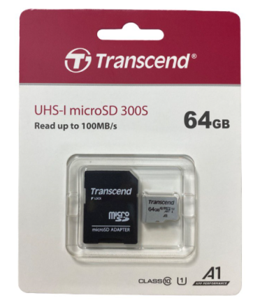  micro SDHC карта памяти Transcend 300S 64GB Class 10 UHS-I 100MB/s с адаптером