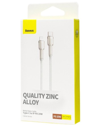  Кабель-зарядка Type-C на Lightning Baseus Cafule Metal 20W 1м CATLJK-A02 белый