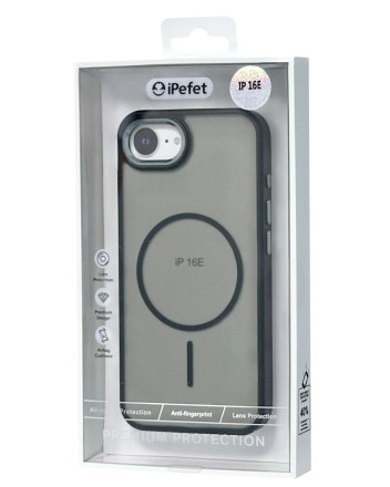  Накладка для i-Phone 16E iPefet case MagSafe силикон матовый бока черные