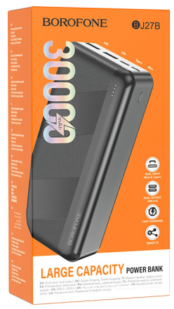  Powerbank Borofone J27B 30000mAh 2USB+Micro+Type-C черный