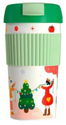 Термокружка Kiss Kiss Fish Rainbow 490ml бело-зеленый с узорами