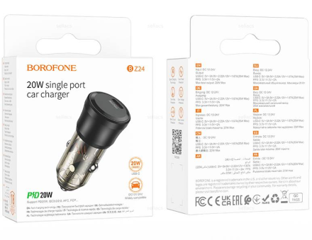 Автомобильное заряд. устр. Borofone BZ24 1C QC3.0 20W черное