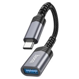 Кабель-переходник Hoco UA24 USB-С (папа) на USB (мама) серебристый