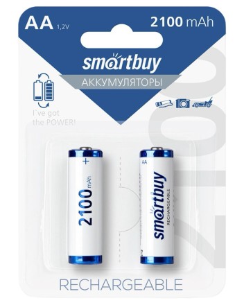  Аккумулятор NiMh Smartbuy AA/2BL 2100 mAh (24/240) (SBBR-2A02BL2100)