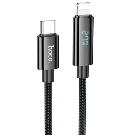  Usb Кабель-зарядка Type-C на Lightning с дисплеем Hoco U125 27W 1.2м черный