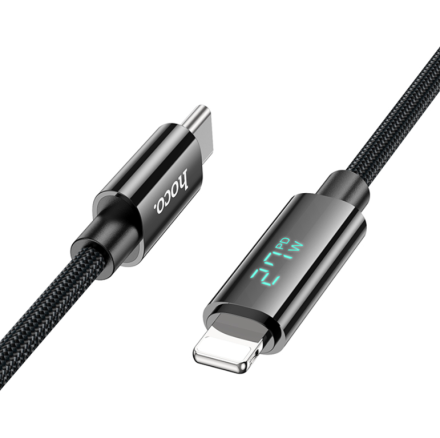  Usb Кабель-зарядка Type-C на Lightning с дисплеем Hoco U125 27W 1.2м черный
