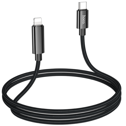  Usb Кабель-зарядка Type-C на Lightning с дисплеем Hoco U125 27W 1.2м черный