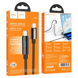 Usb Кабель-зарядка Type-C на Lightning с дисплеем Hoco U125 27W 1.2м черный