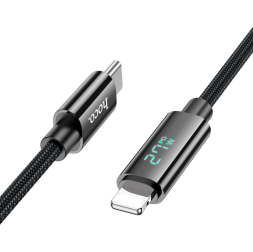 Usb Кабель-зарядка Type-C на Lightning с дисплеем Hoco U125 27W 1.2м черный