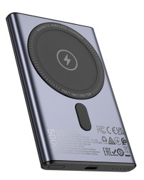 Powerbank с беспроводной зарядкой MagSafe Hoco Q32 5000mAh 1USB-C 20W серебристый