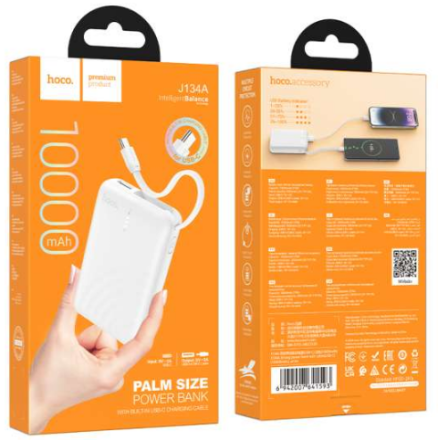  Powerbank Hoco J134A 10000mAh 1USB/1C белый