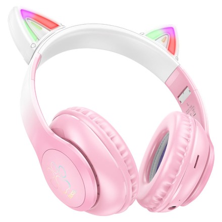  Стереонаушники Bluetooth Полноразмерные Hoco W42 Cat Ear BT5.3/10ч розовые